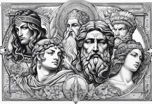 religious theme with some greek gods tattoo idea