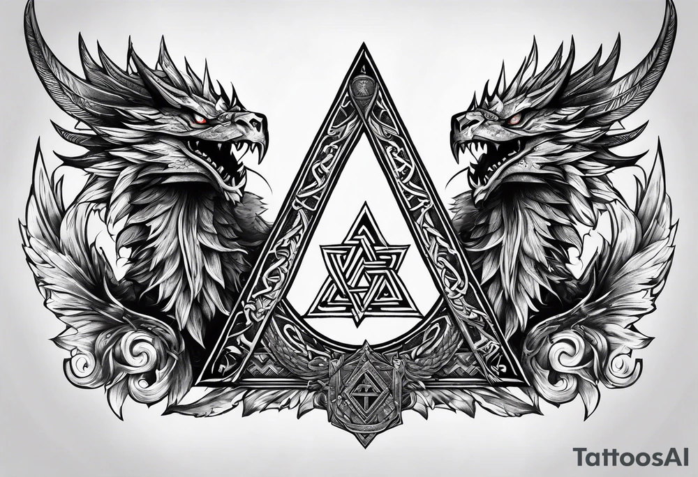 Valhalla valknut sword axe Dragon tattoo idea