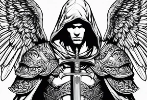 Arch angel Michael with sword hood tattoo idea