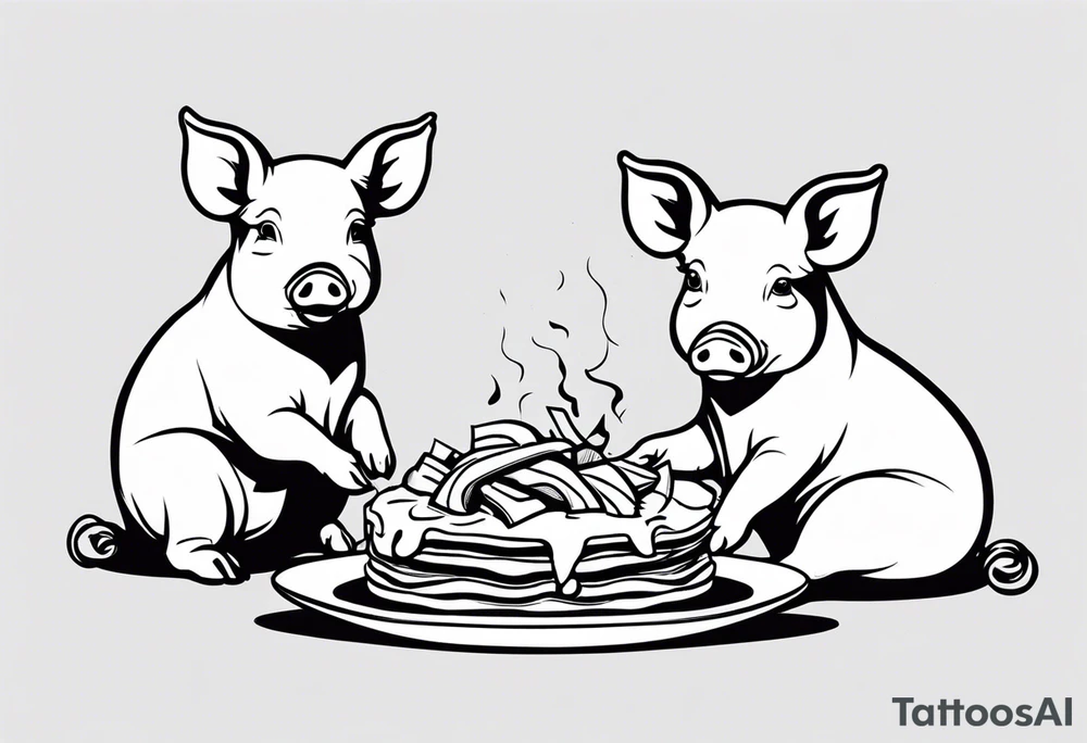 pigs  eating bacon tattoo idea