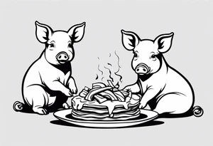 pigs  eating bacon tattoo idea