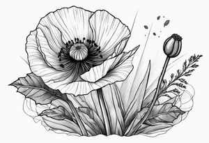 Poppy plant breaking through rock tattoo idea