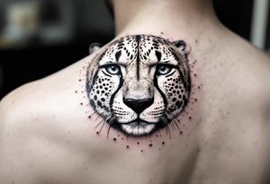 cheetah with the number 62 incorporated in its fur around the dots tattoo idea