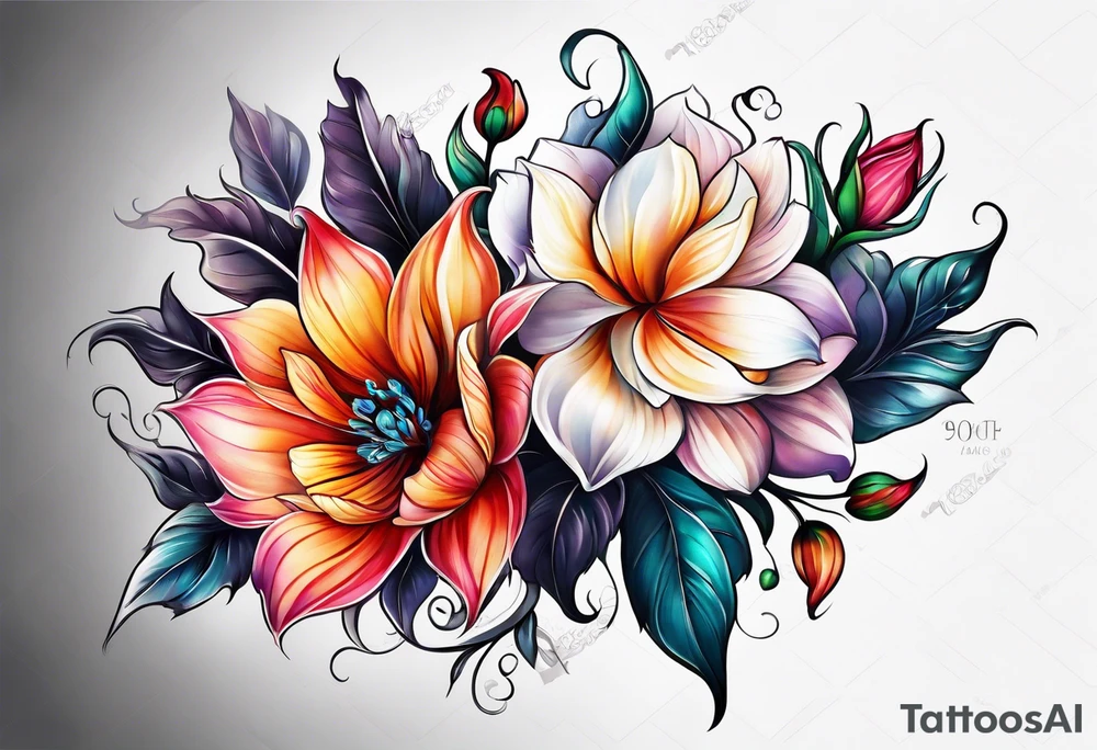 Extremely hyper realistic flowers tattoo idea