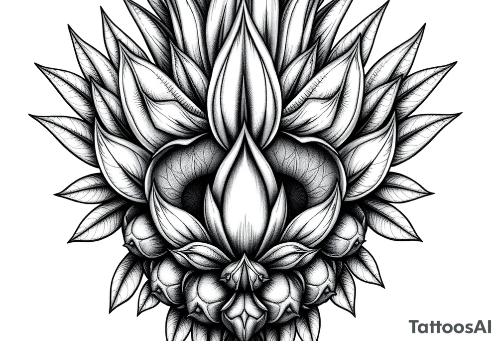 Majestic crown pineapple vagina anus tattoo idea