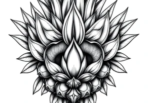 Majestic crown pineapple vagina anus tattoo idea