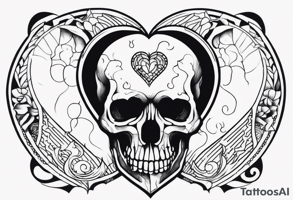 combine
 visceral heart and skull tattoo idea