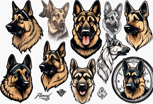 German shepherd portrait tattoo idea