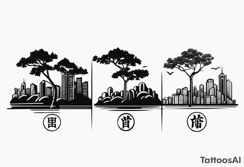 Hong Kong CityU 3 trees with one has number 6 carved in it tattoo idea