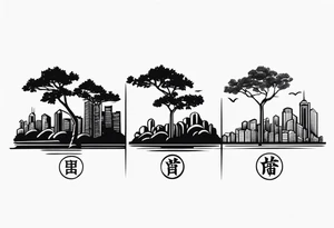 Hong Kong CityU 3 trees with one has number 6 carved in it tattoo idea