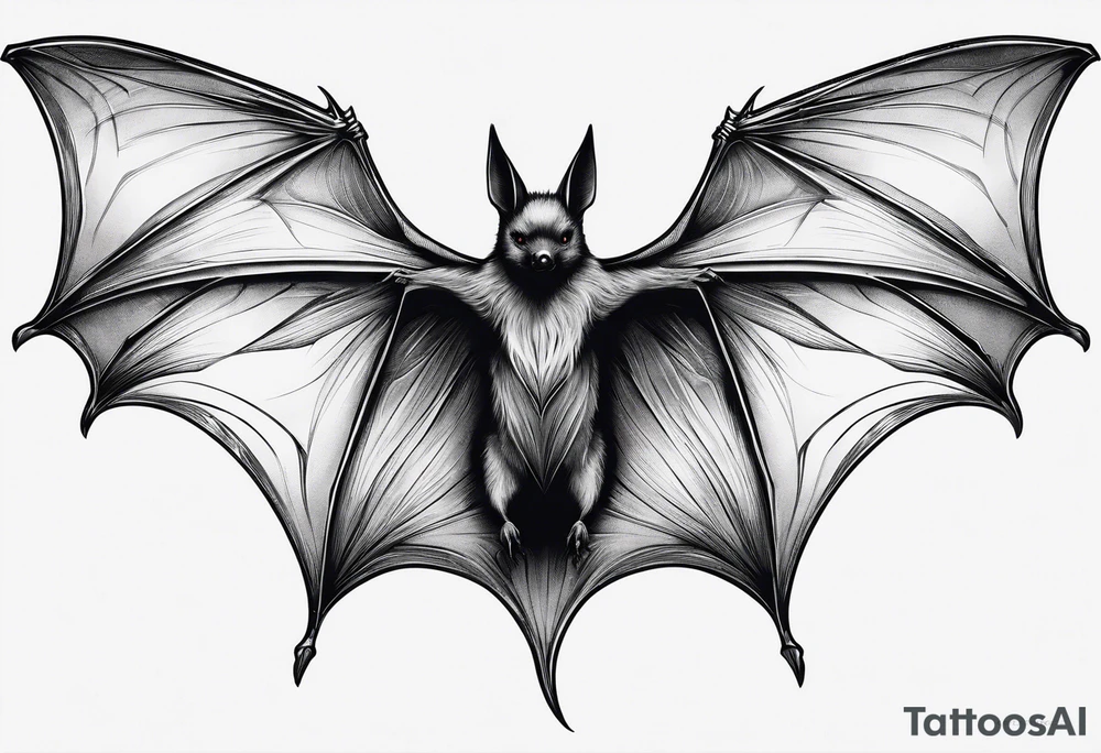 tall skinny bat minimal detail tattoo idea