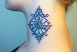 vintage roman numerals within ornate clockwork mechanism tattoo idea