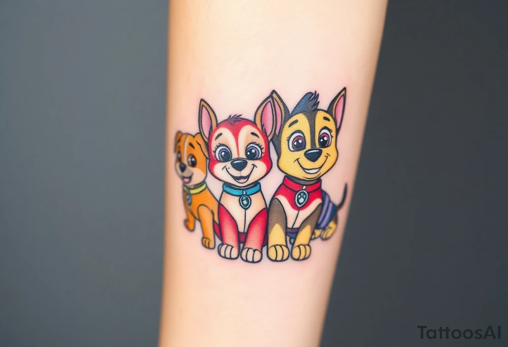 Cute paw patrol group tattoo idea