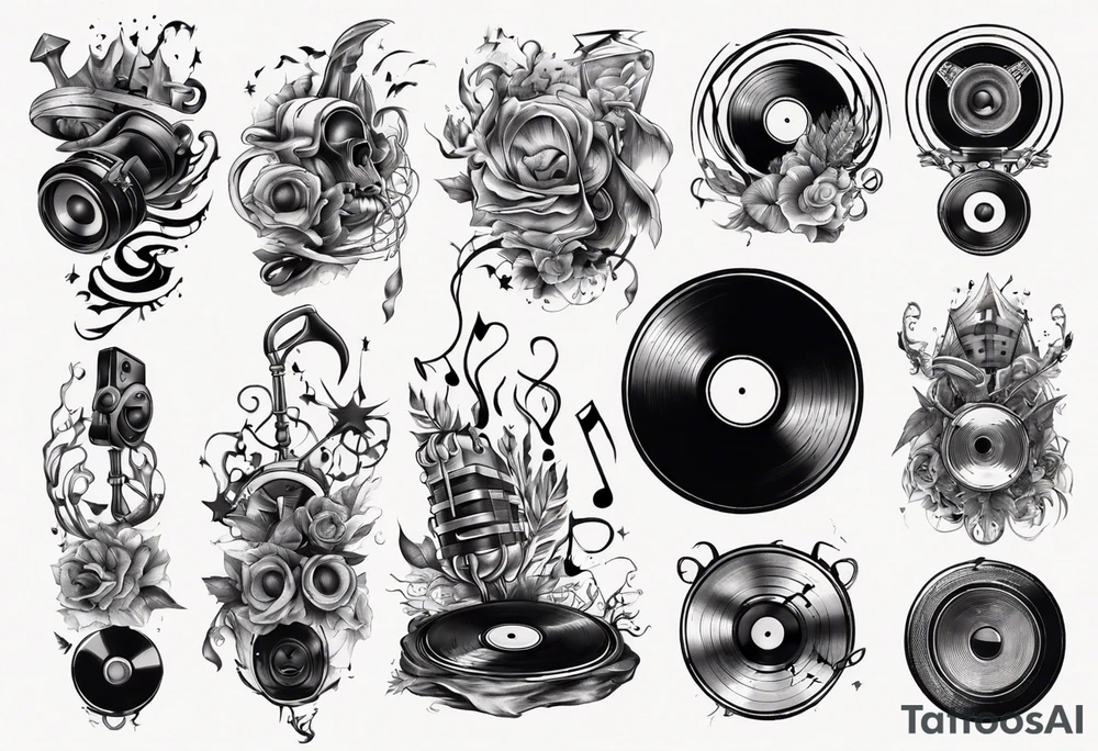 sound music vinyl tattoo idea