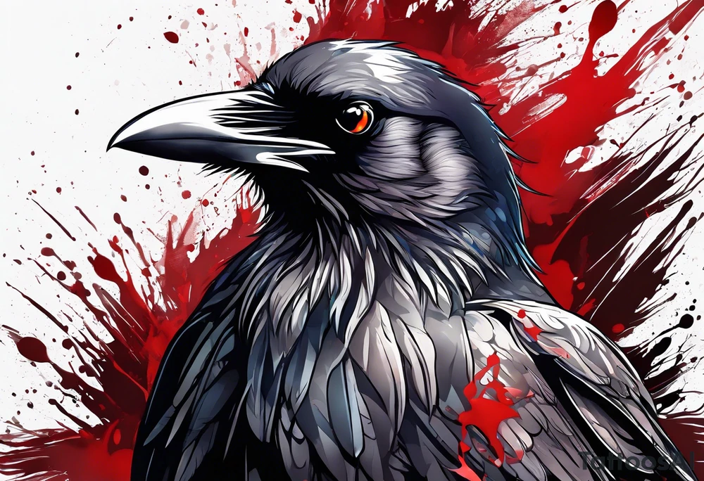crow bleeding from eyes tattoo idea