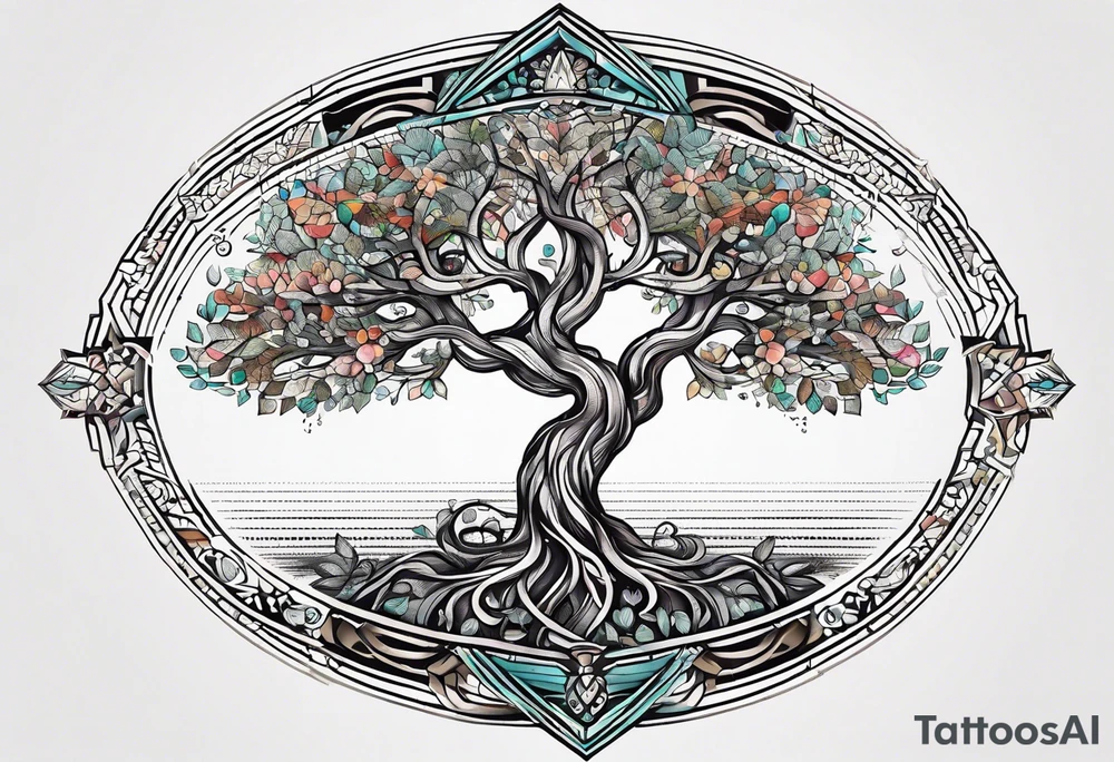 Tree of life with two dates tattoo idea