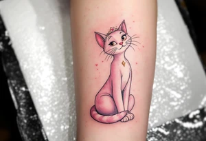 The Aristocats' Marie sits pretty in pink and white, a perfect tattoo for classic cat lovers. tattoo idea