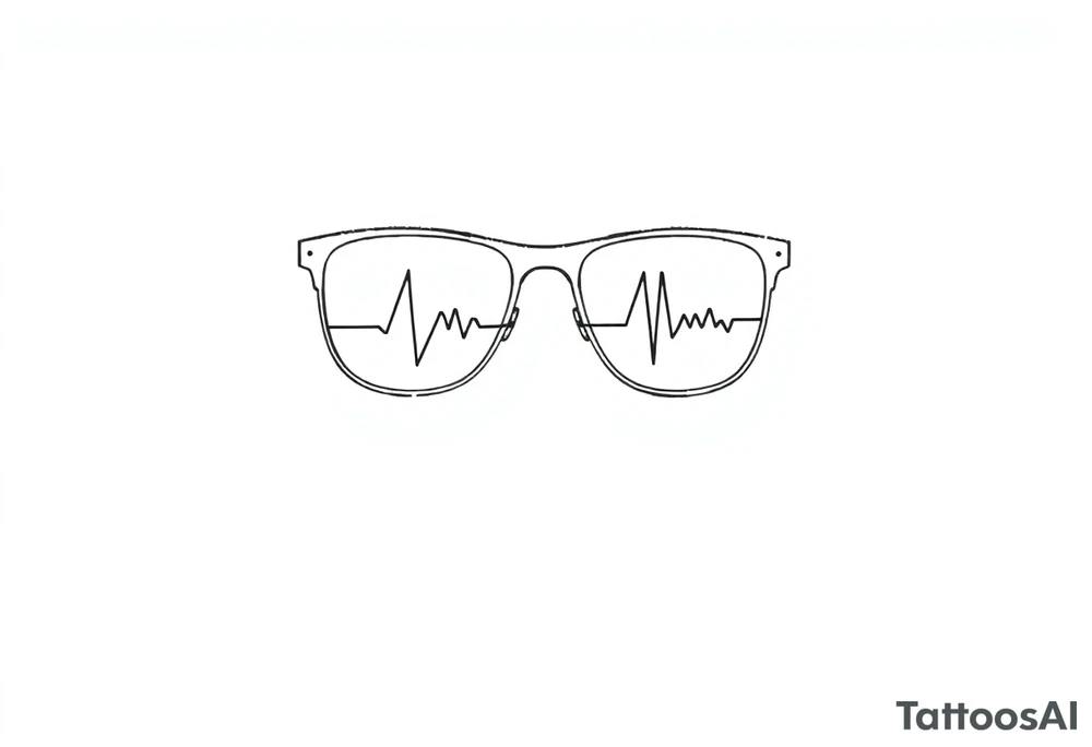 Glasses with heart lines running through them
A heartbeat-shaped line runs through the lenses of the glasses, symbolizing the importance of taking care of yourself and your eyes. tattoo idea