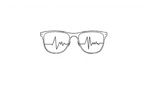 Glasses with heart lines running through them
A heartbeat-shaped line runs through the lenses of the glasses, symbolizing the importance of taking care of yourself and your eyes. tattoo idea