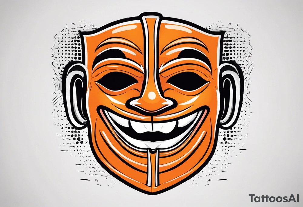 Laughing mask that is orange and black simplistic tattoo idea