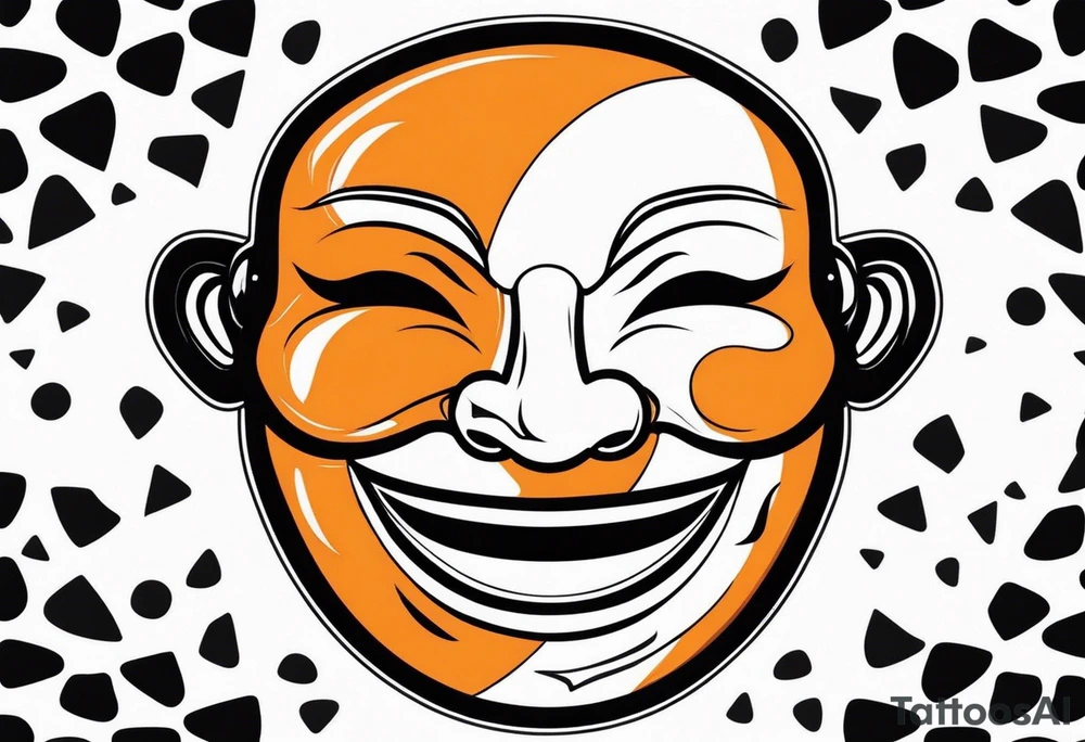 Laughing mask that is orange and black simplistic tattoo idea