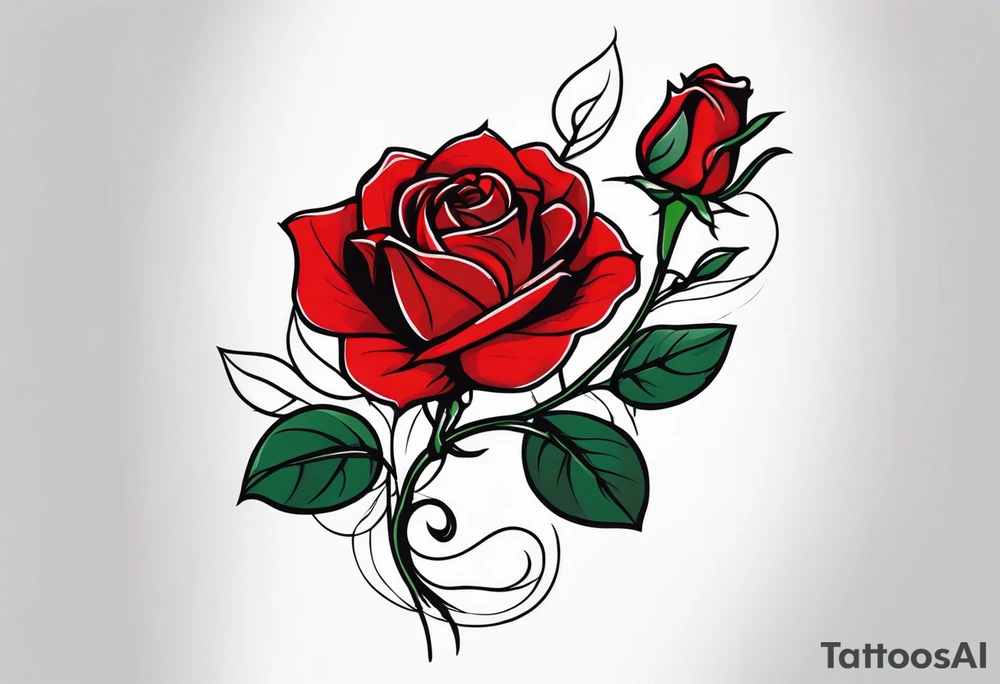 red rose with vine tattoo idea