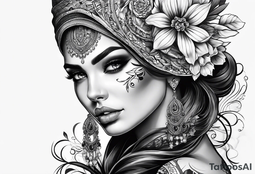 Woman with skull tattoo idea