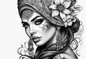 Woman with skull tattoo idea