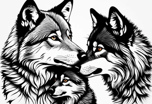 2 wolf cubs adoring and cute (one female, one male) tattoo idea
