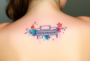 Colorful piano tattoo idea