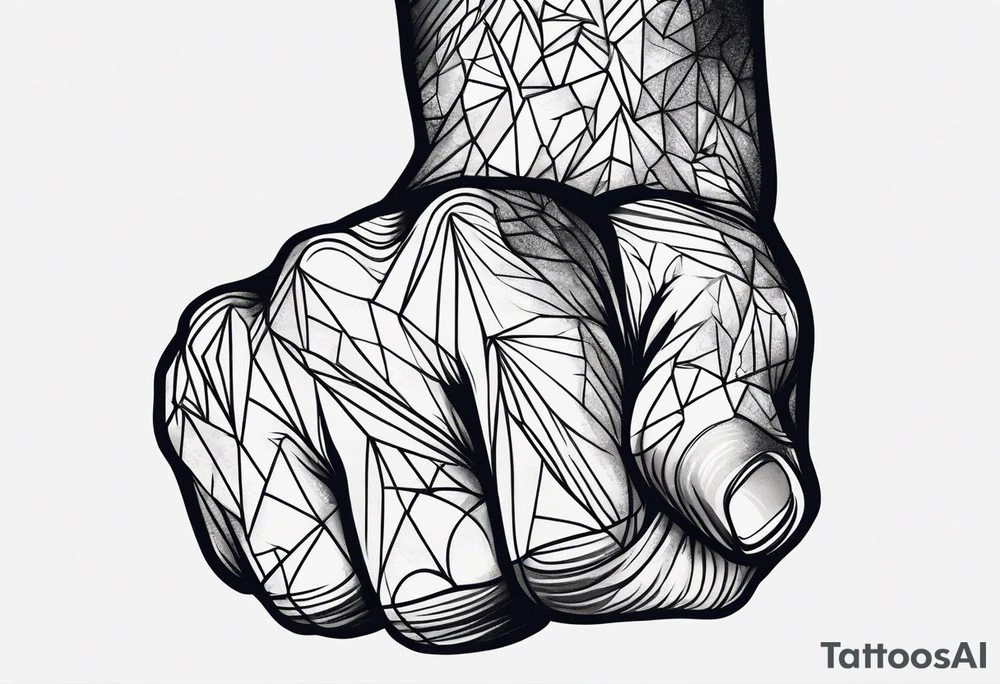 A clenched fist on the back using negative space techniques tattoo idea A clenched fist on the back using negative space techniques tattoo idea