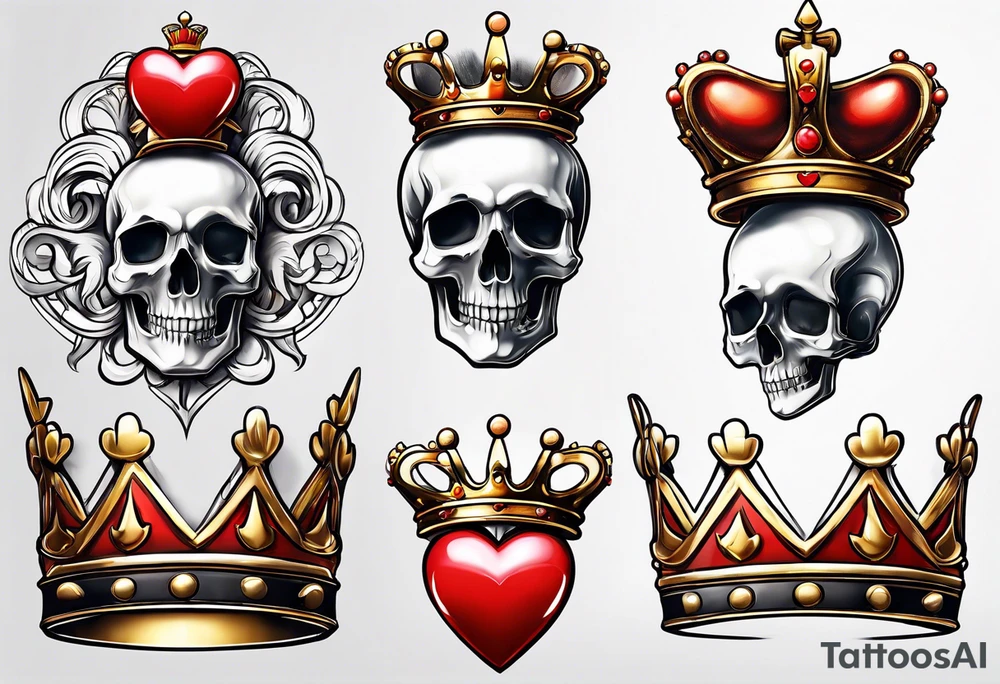 Red heart with a golden crown above it tattoo idea