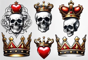 Red heart with a golden crown above it tattoo idea