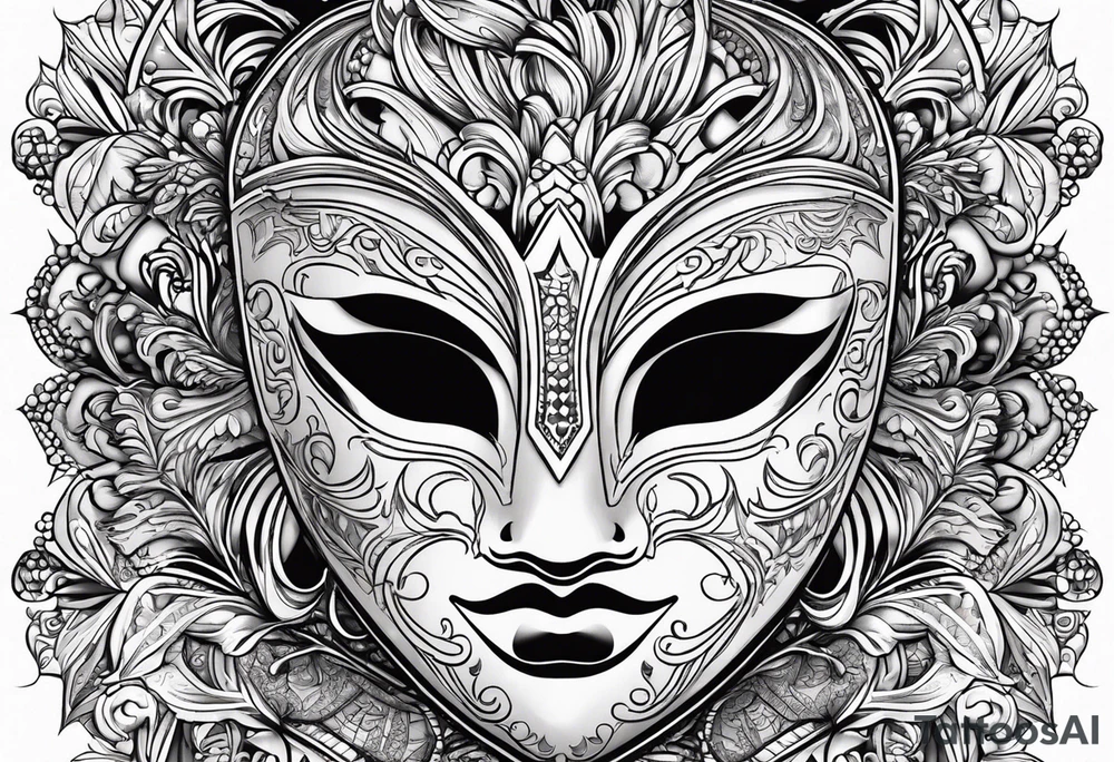 Carnival mask with text”2sides” tattoo idea
