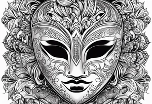 Carnival mask with text”2sides” tattoo idea