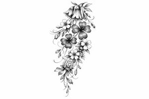 Cascading simple Irish flowers tattoo idea
