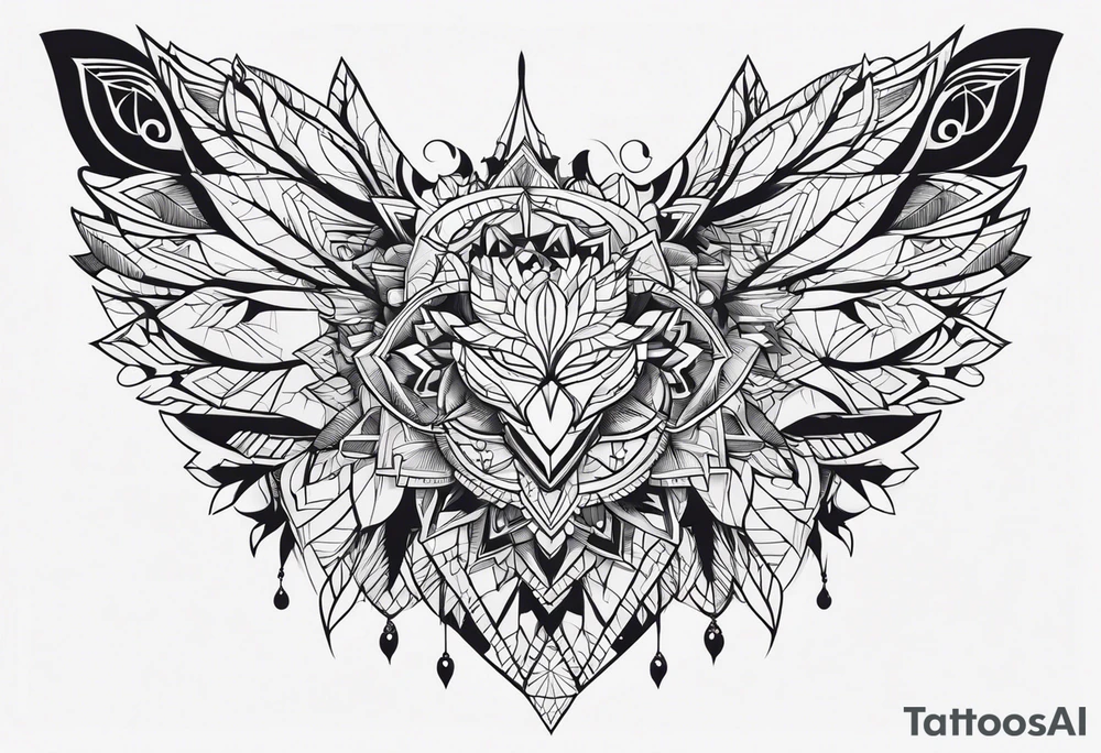 Чёрный ворон в лесу над луной tattoo idea