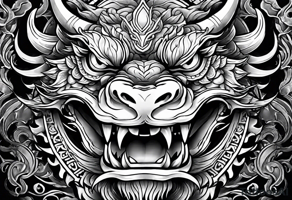chinese dragon face tattoo idea