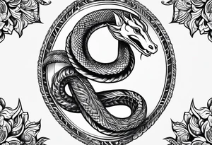 On the goat's head is a snake. tattoo idea