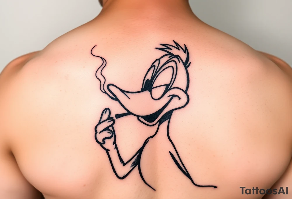 Older Daffy duck smoking tattoo idea