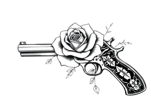 Gun mandala rose tattoo idea