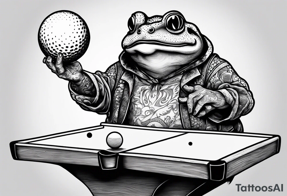 Toad man playing ping pong tattoo idea