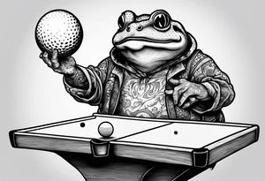 Toad man playing ping pong tattoo idea