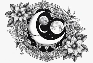 lower back dainty star and moon tattoo tattoo idea