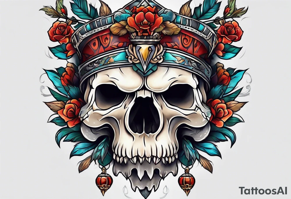 Neo traditional bear skull tattoo idea