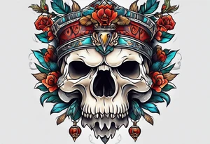 Neo traditional bear skull tattoo idea