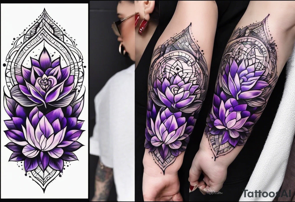 I'm looking for a tattoo design that beautifully reflects the essence of both my grandma . My grandma, a vibrant soul, adores the color purple walks to church every morning if she can't walk she finds ways to get there! Right after she goes to the market tattoo idea