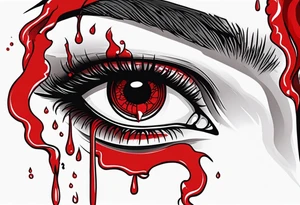 Bleeding tear draining to down from red eye tattoo design model tattoo idea
