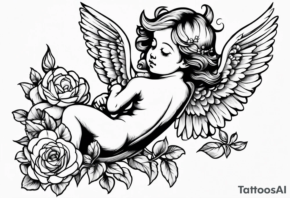 Cherub flying tattoo idea