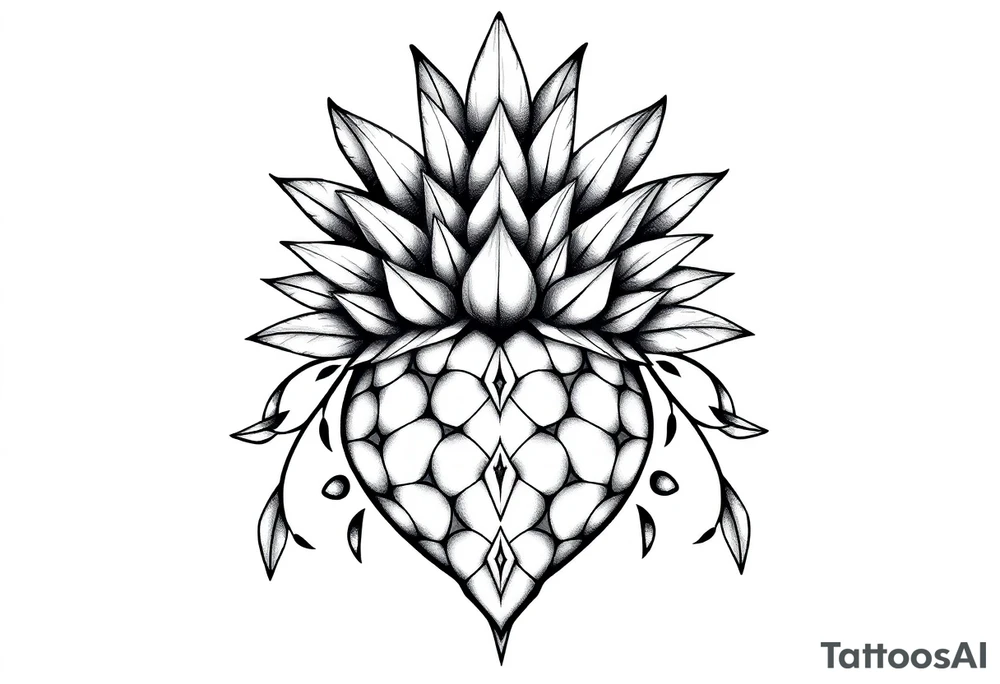 Bushy crown pineapple vagina, design to go over vagina , erotic vagina area design, anus to be at the bottom tattoo idea